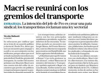 Macri se reunirá con los gremios del transporte