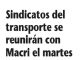 Sindicatos del transporte se reunirán con Macri el martes