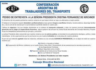 Pedido de entrevista a Cristina Fernandez de Kirchner