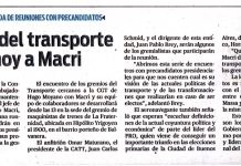 Gremios del transporte reciben hoy a Macri