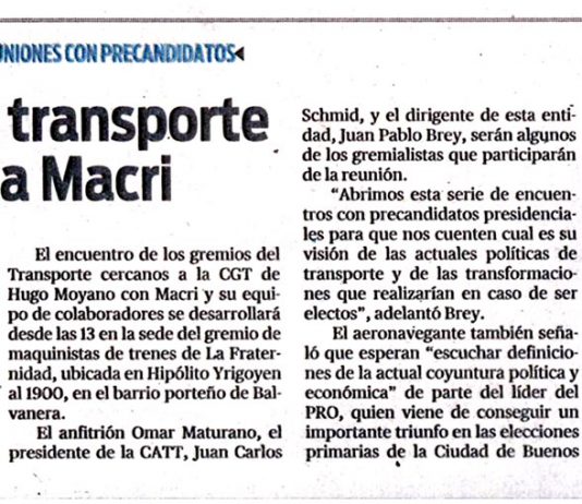 Gremios del transporte reciben hoy a Macri