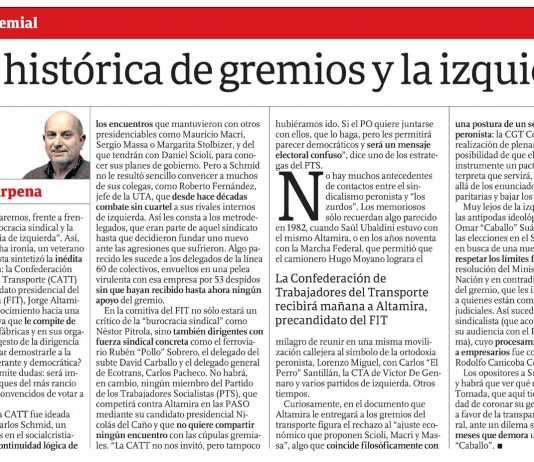 Cita histórica de gremios y la izquierda