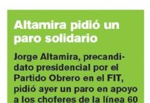 Altamira pidió un paro solidario