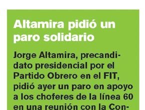 Altamira pidió un paro solidario