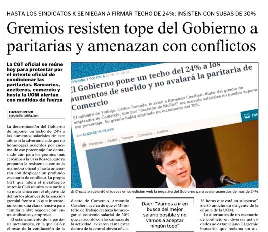 Gremios resisten tope del gobierno a paritarias y amenazan con conflictos