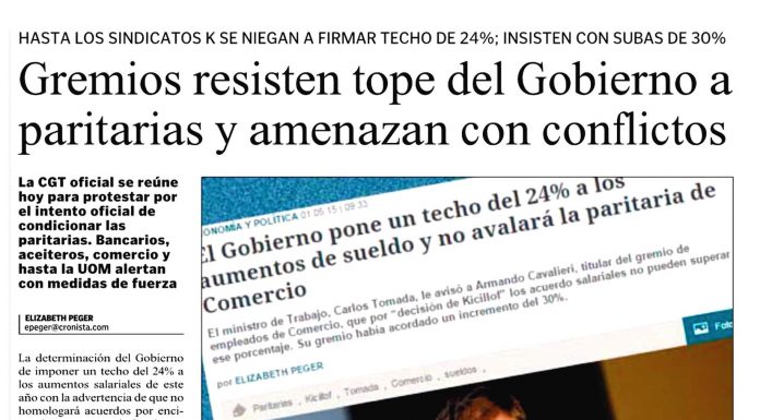 Gremios resisten tope del gobierno a paritarias y amenazan con conflictos