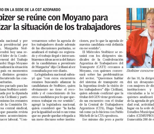 Stolbizer se reúne con Moyano para analizar la situación de los trabajadores