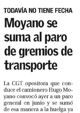 Moyano se suma al paro de gremios de transporte