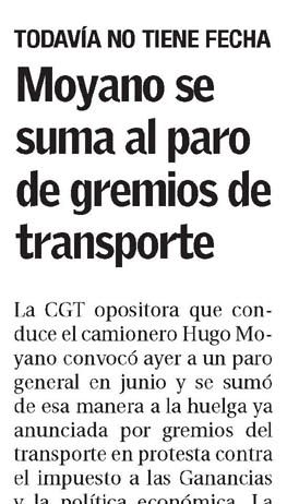 Moyano se suma al paro de gremios de transporte