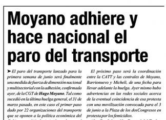 Moyano adhiere y hace nacional el paro del transporte