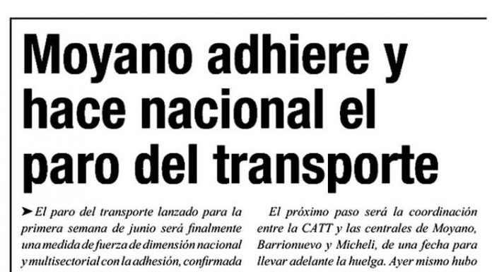 Moyano adhiere y hace nacional el paro del transporte