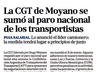 La CGT de Moyano se sumó al paro nacional de transportistas