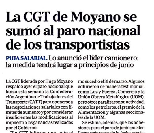 La CGT de Moyano se sumó al paro nacional de transportistas