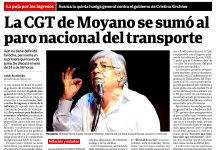 La CGT de Moyano se sumó al paro nacional del transporte