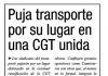 Puja transporte por su lugar en una CGT unida