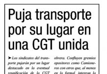 Puja transporte por su lugar en una CGT unida