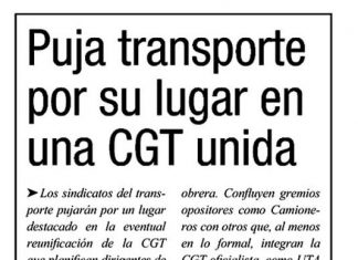 Puja transporte por su lugar en una CGT unida