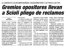 Gremios opositores llevan a Scioli pliego de reclamos