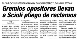 Gremios opositores llevan a Scioli pliego de reclamos