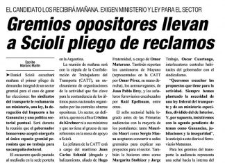Gremios opositores llevan a Scioli pliego de reclamos