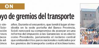 Scioli, a la caza del apoyo de gremios del transporte