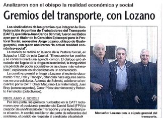 Gremios del transporte, con Lozano