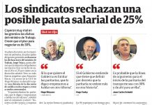 Los sindicatos rechazan una posible pauta salarial del 25%