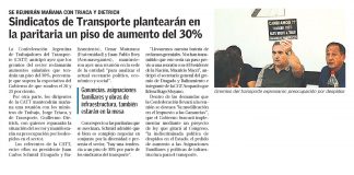 Sindicatos de Transporte plantearán en la paritaria un piso de aumento del 30%