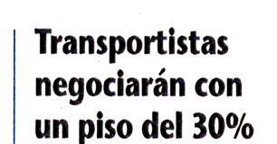 Transportistas negociarán con un piso del 30%