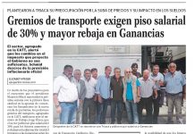 Gremios de transporte exigen piso salarial de 30% y mayor rebaja en Ganancias