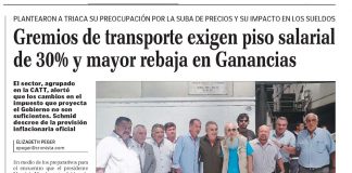 Gremios de transporte exigen piso salarial de 30% y mayor rebaja en Ganancias