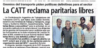 La CATT reclama paritarias libres