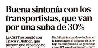 Buena sintonía con los transportistas, que van por una suba del 30%