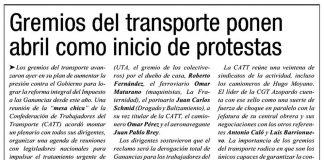 Gremios del transporte ponen abril como inicio de protestas