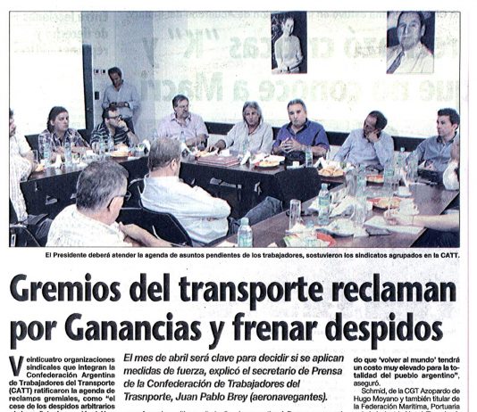 Gremios del transporte reclaman por Ganancias y frenar despidos
