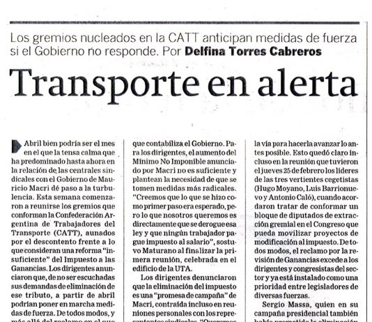 Transporte en alerta