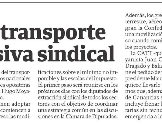 Ganancias: el transporte lidera la ofensiva sindical