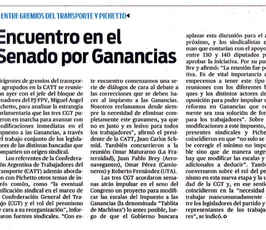 Encuentro en el Senado por Ganancias