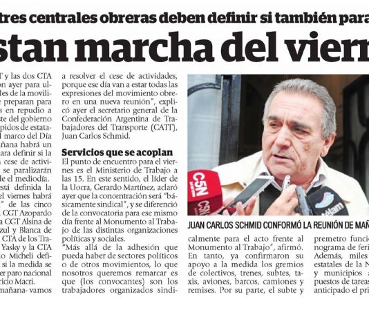 CGT: alistan marcha del viernes