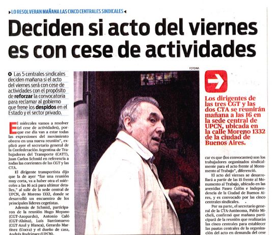 Deciden si acto del viernes es con cese de actividades