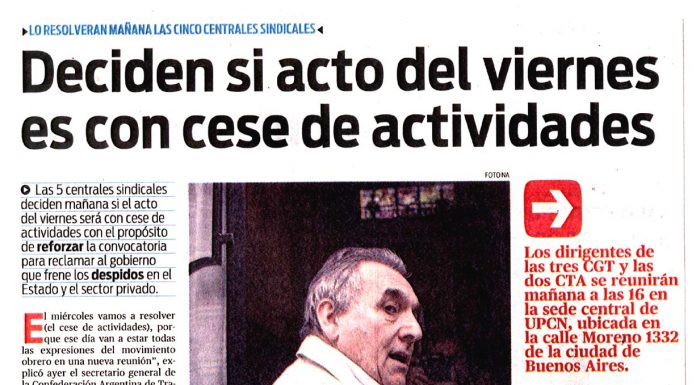 Deciden si acto del viernes es con cese de actividades