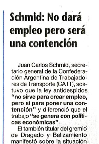 Schmid: no dará empleo pero será una contención