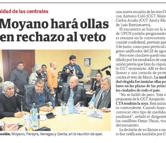 La CGT de Moyano hará ollas populares en rechazo al paro