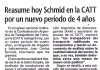 Reasume hoy Schmid en la CATT por un nuevo período de 4 años