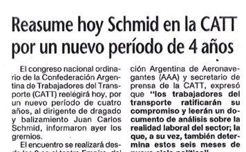 Reasume hoy Schmid en la CATT por un nuevo período de 4 años