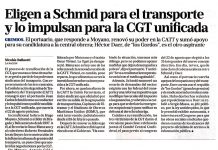 Eligen a Schmid para el transporte y lo impulsan para la CGT unificada