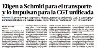 Eligen a Schmid para el transporte y lo impulsan para la CGT unificada