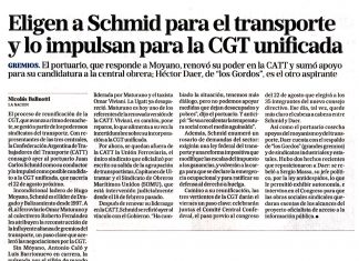 Eligen a Schmid para el transporte y lo impulsan para la CGT unificada
