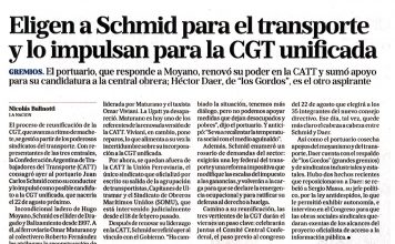 Eligen a Schmid para el transporte y lo impulsan para la CGT unificada