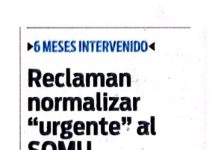 Reclamar normalizar «urgente» al SOMU